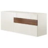 Now! Vision By Hülsta Sideboard 4R 2 Schubladen 70,4x176,1x52 - Lack-weiß/Kernnussbaum/Hochglanz