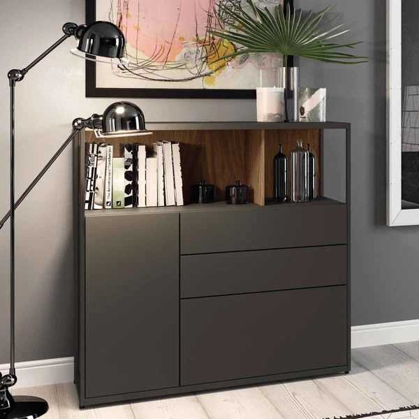 Now! Vision By Hülsta Einzelmöbel 6R 1 Tür 108,1x108,7x42 - Lack-grau/Kernnussbaum 1 Now! Vision By Hülsta Einzelmöbel 6R 1 Tür 108,1x108,7x42 - Lack-grau/Kernnussbaum