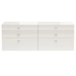 Now! No.14 By Hülsta Sideboard 4R 6 Schubladen 76,8x210x42 - Lack-weiß/Lack-Hochglanz-weiß