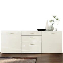 Now! No.14 By Hülsta Sideboard 4R 2 Türen 76,8x210x42 - Lack-weiß/Lack-Hochglanz-weiß
