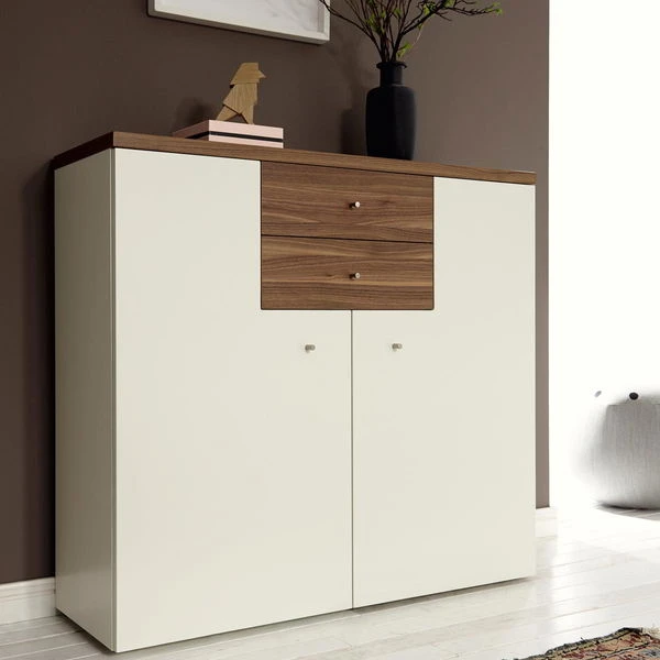 Now! Time By Hülsta Highboard 2 Winkeltüren Kernnussbaum/Lack-weiß 1 Now! Time By Hülsta Highboard 2 Winkeltüren Kernnussbaum/Lack-weiß