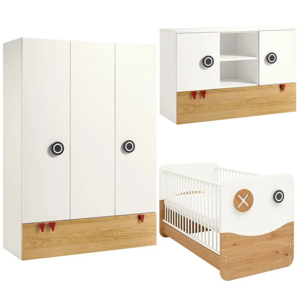 Hülsta Now! Minimo Kinderzimmer 3türig Schneeweiß/Natureiche Inkl. Breiter Kommode 1 Hülsta Now! Minimo Kinderzimmer 3türig Schneeweiß/Natureiche Inkl. Breiter Kommode