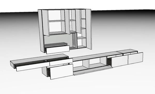 Hülsta Tetrim Wohnwand 4 - Lack-Ausführung Lowboard & Hängeelement 2 Hülsta Tetrim Wohnwand 4 - Lack-Ausführung Lowboard & Hängeelement – Bild 2