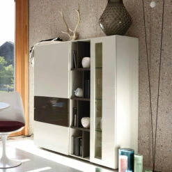 Now! Vision By Hülsta Kombination 10 140x141x42 Lack-weiß/Lack-Hochglanz-grau/Lack-Hochglanz-weiß