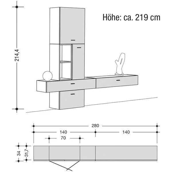 Now! No.14 By Hülsta Kombination 11 219x280x34 Lack-weiß/Lack-taubenblau/Lack-Hochglanz-weiß 2 Now! No.14 By Hülsta Kombination 11 219x280x34 Lack-weiß/Lack-taubenblau/Lack-Hochglanz-weiß – Bild 2