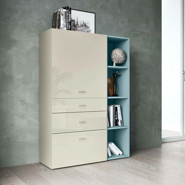 Now! No.14 By Hülsta Kombination 13 155x105x42 Lack-seidengrau/taubenblau/Hochglanz-seidengrau 1 Now! No.14 By Hülsta Kombination 13 155x105x42 Lack-seidengrau/taubenblau/Hochglanz-seidengrau