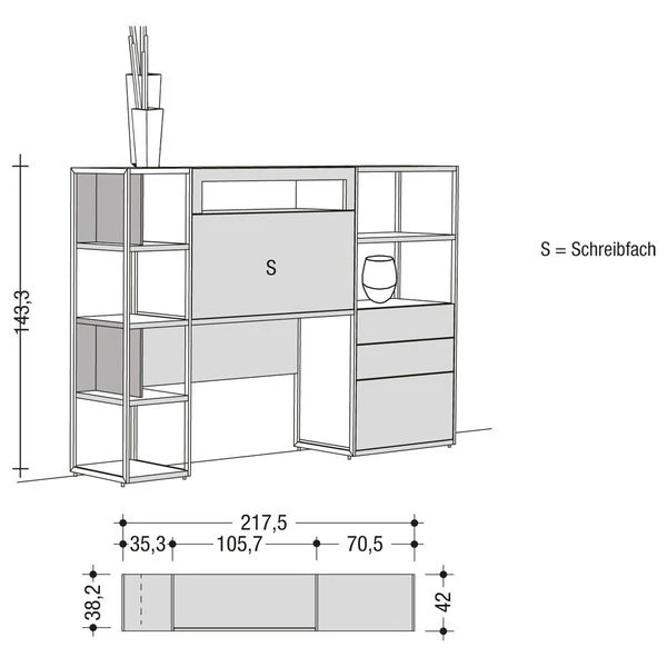 Now! Vision By Hülsta Kombination 12 143x217x42 Mit Schreibfach - Lack-weiß/Natureiche 2 Now! Vision By Hülsta Kombination 12 143x217x42 Mit Schreibfach - Lack-weiß/Natureiche – Bild 2