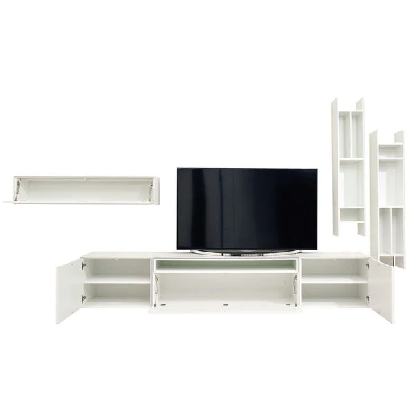 Now! By Hülsta Easy Wohnwand Lack-hellgrau 186x372x45 6-teilig 2 Now! By Hülsta Easy Wohnwand Lack-hellgrau 186x372x45 6-teilig – Bild 2