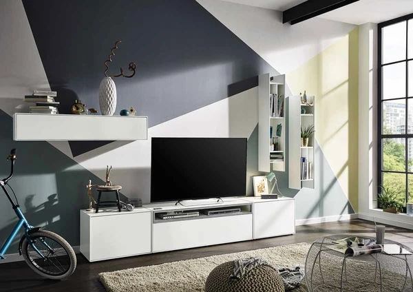 Now! By Hülsta Easy Wohnwand Lack-hellgrau 186x372x45 6-teilig 1 Now! By Hülsta Easy Wohnwand Lack-hellgrau 186x372x45 6-teilig