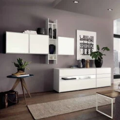 Now! By Hülsta Easy Wohnwand Reinweiß 204x320x44 6-teilig