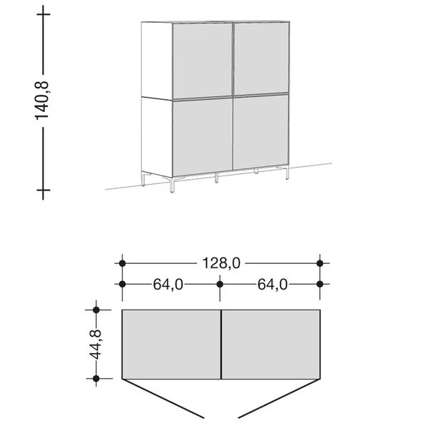 Now! By Hülsta Easy Sideboard Reinweiß 140x128x44 3-teilig 2 Now! By Hülsta Easy Sideboard Reinweiß 140x128x44 3-teilig – Bild 2