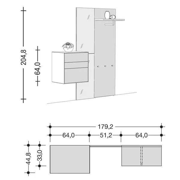 Now! By Hülsta Easy Garderobe Reinweiß 204x179x44 4-teilig 2 Now! By Hülsta Easy Garderobe Reinweiß 204x179x44 4-teilig – Bild 2