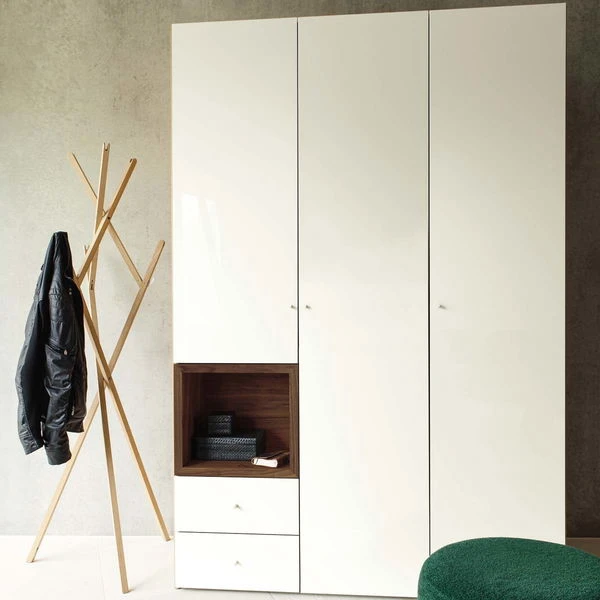 Now! Wardrobes By Hülsta Kombination 6 225,4x152x59 Cm | Kernnussbaum/Lack-Hochglanz-weiß 1 Now! Wardrobes By Hülsta Kombination 6 225,4x152x59 Cm | Kernnussbaum/Lack-Hochglanz-weiß