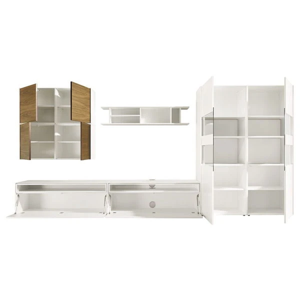 Now! By Hülsta Easy Wohnwand Lack-reinweiß 181x384x45 Mit Media-Lowboard - 9-teilig 2 Now! By Hülsta Easy Wohnwand Lack-reinweiß 181x384x45 Mit Media-Lowboard - 9-teilig – Bild 2