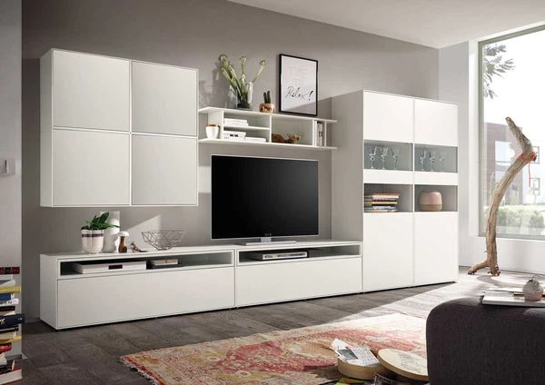 Now! By Hülsta Easy Wohnwand Lack-reinweiß 181x384x45 Mit Media-Lowboard - 9-teilig 1 Now! By Hülsta Easy Wohnwand Lack-reinweiß 181x384x45 Mit Media-Lowboard - 9-teilig