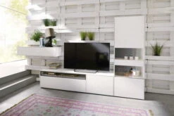 Now! By Hülsta Easy Wohnwand Lack-hellgrau 181x350x45 Mit Media-Lowboard - 4-teilig