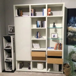 Wohnwand Mega-Design Lack Weiß Grau Natureiche Mit Glaskantenbeleuchtung -Hülsta huelsta wohnwand mega design lack weiss grau natureiche mit glaskantenbeleuchtung mf 0006537 001 2