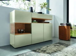 Hülsta Neo Sideboard 3 Schubladen Lack Seidengrau