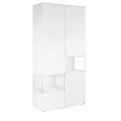 Hülsta Neo Wohnwand Vitrine 1 Schubkasten Und 3 Türen Hochglanzlack Reinweiß
