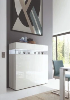 Hülsta Neo Highboard 2 Schubkästen Und 2 Türen Hochglanzlack Reinweiß -Hülsta huelsta neo 134517f3