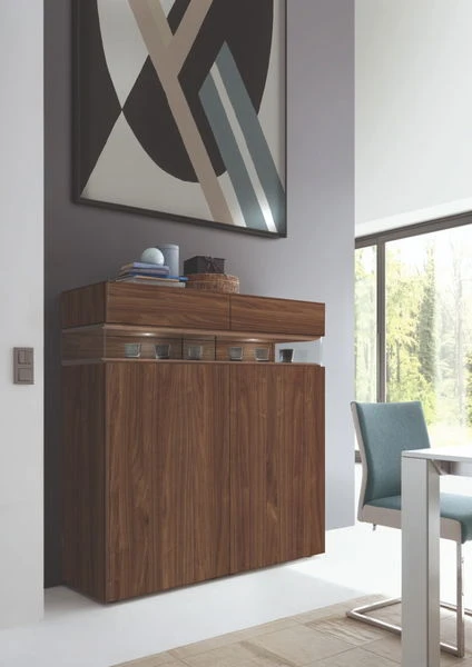 Hülsta Neo Highboard 2 Schubkästen Und 2 Türen Kernnussbaum 4 Hülsta Neo Highboard 2 Schubkästen Und 2 Türen Kernnussbaum – Bild 4
