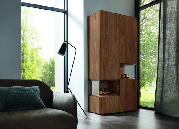 Hülsta Neo Wohnwand Vitrine 1 Schubkasten Und 3 Türen Kernnussbaum 4 Hülsta Neo Wohnwand Vitrine 1 Schubkasten Und 3 Türen Kernnussbaum – Bild 4