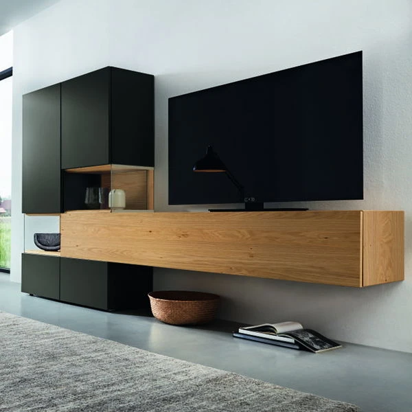 Hülsta Neo Wohnwand Vitrine Mit Hängeelement Lack Grau 1 Hülsta Neo Wohnwand Vitrine Mit Hängeelement Lack Grau