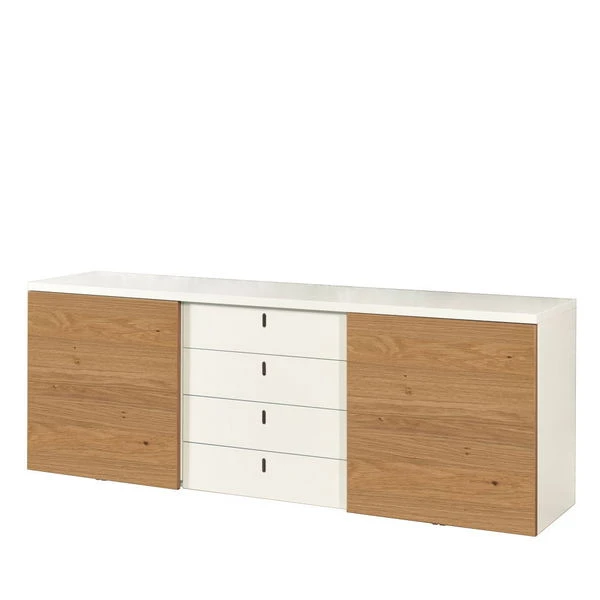 Now! Time By Hülsta Sideboard Mit Schiebetüren Natureiche/Lack-weiß 3 Now! Time By Hülsta Sideboard Mit Schiebetüren Natureiche/Lack-weiß – Bild 3
