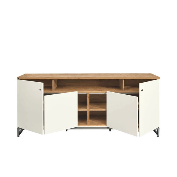 Now! Time By Hülsta Sideboard Mit Falttüren Natureiche/Lack-weiß, Metallgestell 1 Now! Time By Hülsta Sideboard Mit Falttüren Natureiche/Lack-weiß, Metallgestell