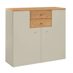 Now! Time By Hülsta Highboard 2 Winkeltüren Natureiche/Lack-seidengrau