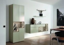 Hülsta Tetrim Wohnwand 3-teilig Lack Seidengrau