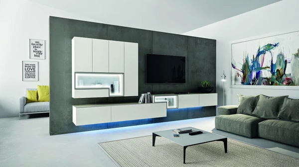 Hülsta Tetrim Wohnwand 3-teilig Lack Reinweiß 1 Hülsta Tetrim Wohnwand 3-teilig Lack Reinweiß