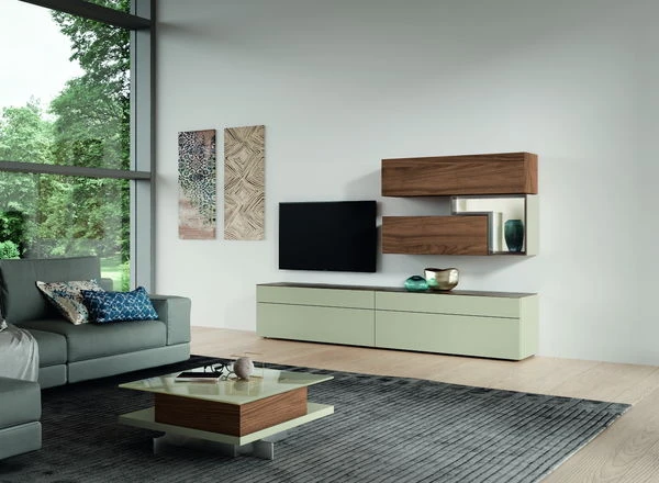 Hülsta Tetrim Wohnwand 2-teilig Lack Seidengrau 2 Hülsta Tetrim Wohnwand 2-teilig Lack Seidengrau – Bild 2