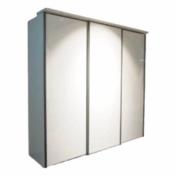 Kleiderschrank Multi Forma IILack Weiß Hochglanz Griffleiste Lack Grau Mit Beleuchtung