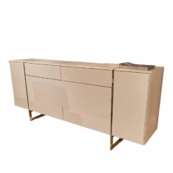 Sideboard Fonis Lack Reinweiß Rahmenprofil Chrom Glänzend Metallgestell Inklusive Stellfüße