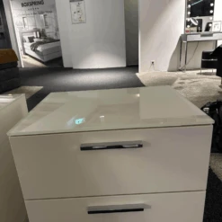 2er Set Konsole Multi Varis In 5035 Lack Weiß Abdeckplatte In Glas Weiß Griff In 109 Chrom Hochglanz -Hülsta konsolen huelsta 2er set konsole multi varis in 5035 lack weiss abdeckplatte in glas weiss griff in 2