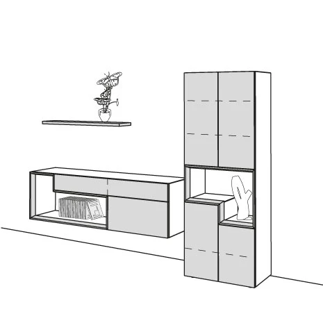 Hülsta Tetrim Wohnwand 1 - Lack-Ausführung Vitrine, Sideboard & Wandbord 3 Hülsta Tetrim Wohnwand 1 - Lack-Ausführung Vitrine, Sideboard & Wandbord – Bild 3