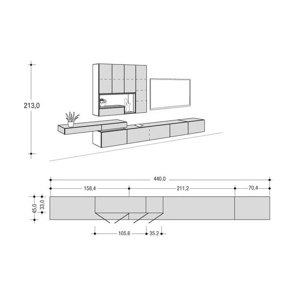 Hülsta Tetrim Wohnwand 4 - Lack-Ausführung Lowboard & Hängeelement 3 Hülsta Tetrim Wohnwand 4 - Lack-Ausführung Lowboard & Hängeelement – Bild 3