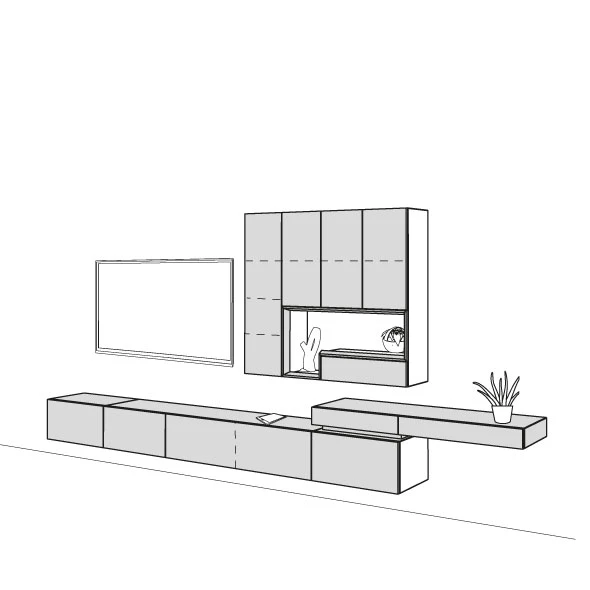 Hülsta Tetrim Wohnwand 4 - Lack-Ausführung Lowboard & Hängeelement 4 Hülsta Tetrim Wohnwand 4 - Lack-Ausführung Lowboard & Hängeelement – Bild 4