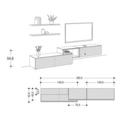 Hülsta Tetrim Wohnwand 6 - Lack-Ausführung Lowboards & Wandsteckborde -Hülsta tetrim 6 strich