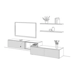 Hülsta Tetrim Wohnwand 6 - Lack-Ausführung Lowboards & Wandsteckborde -Hülsta tetrim 6 strich sp