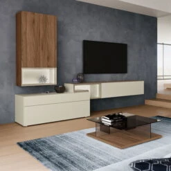 Hülsta Tetrim Wohnwand 7 - Lack & Kernnussbaum Lowboards & Hängeelement -Hülsta tetrim kombi 8