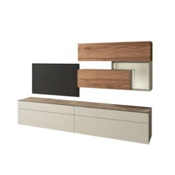 Hülsta Tetrim Wohnwand 8 - Lack & Kernnussbaum Lowboard & Hängeelemente -Hülsta tetrim kombi 9 2