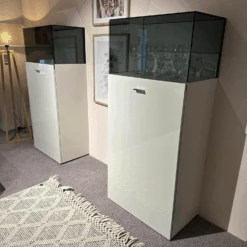 2er Set Highboard Now 14 In Lack Hochglanz Weiß Und Getönten Glaskasten -Hülsta vitrinen highboards huelsta 2er set highboard now 14 in lack hochglanz weiss und getoenten 2