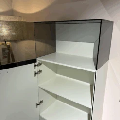 2er Set Highboard Now 14 In Lack Hochglanz Weiß Und Getönten Glaskasten -Hülsta vitrinen highboards huelsta 2er set highboard now 14 in lack hochglanz weiss und getoenten 4