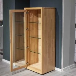 Vitrine Lilium Eiche Sand Massiv Klarglas