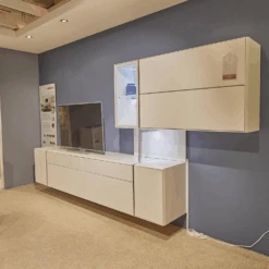 Wohnwand Fonis Lack Reinweiß Rahmenprofil Chrom Glänzend Inklusive LED-Beleuchtung -Hülsta wohnwaende tv lowboards huelsta wohnwand fonis lack reinweiss rahmenprofil chrom glaenzend inklusive 6