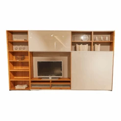 Wohnwand Mega-Design Front Lack Weiß Inklusive LED-Lichtblende Magic-Tronic Und LED-Einbaustrahler