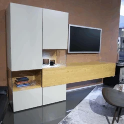 Wohnwand NEO Innenfach Eiche Natur Rückwand Lack Seidengrau -Hülsta wohnwaende tv lowboards huelsta wohnwand neo innenfach eiche natur rueckwand lack seidengrau 289 42 2