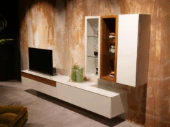 Wohnwand Neo Lack Weiß ADP Hinterlackiertes Glas Weiß Inklusive Beleuchtung -Hülsta wohnwaende tv lowboards huelsta wohnwand neo lack weiss adp hinterlackiertes glas weiss inklusive 13